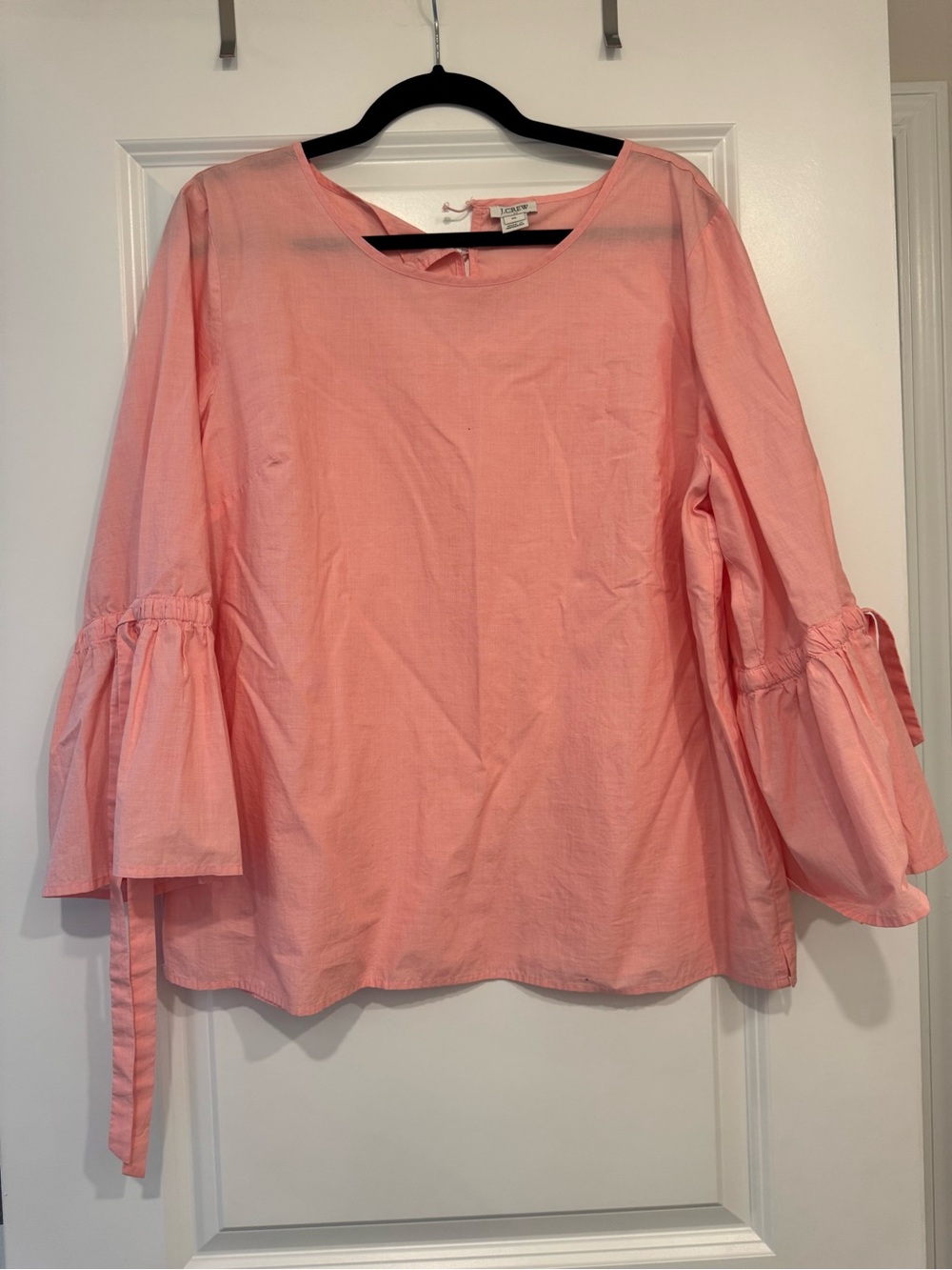 J Crew Pink Bell-Sleeve Cotton Top